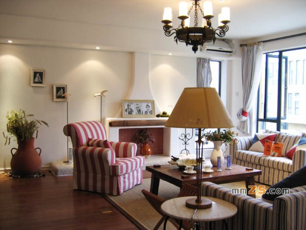 淡蓝浪漫地中海装修风格 万科样板房实景图 - 