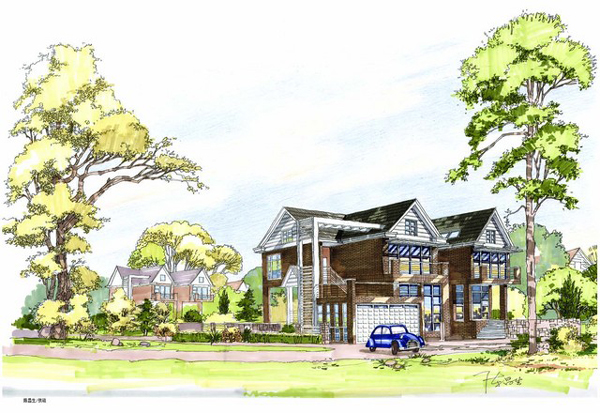 别墅手绘效果图